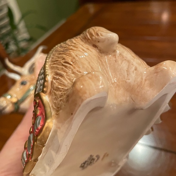 Fitz and Floyd Santa deer lidded trinket box from Georgian collection - Picture 9 of 17